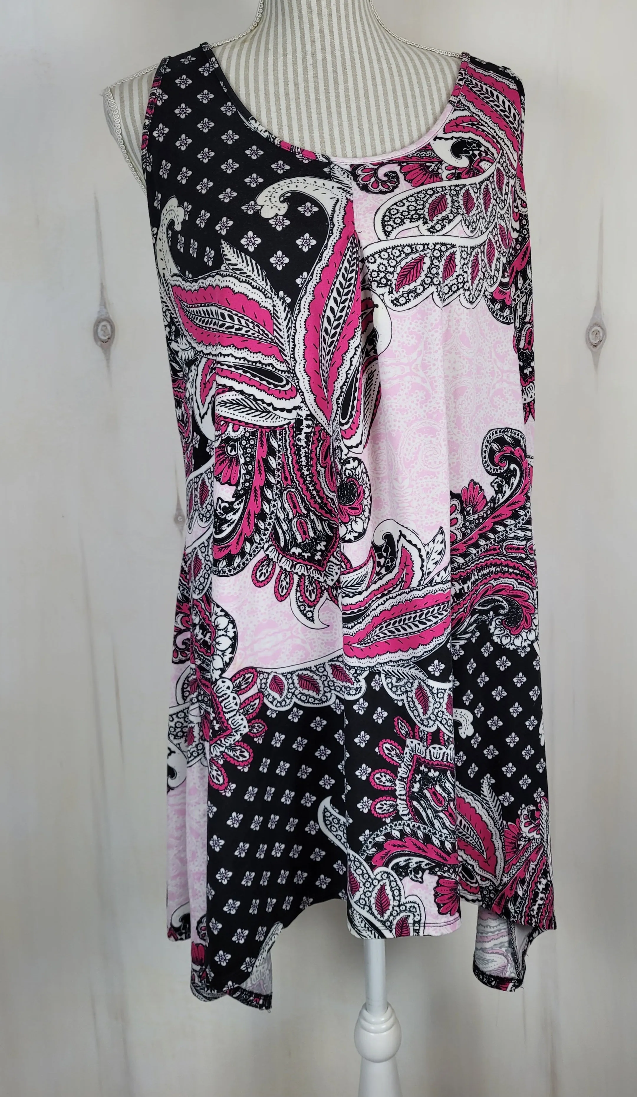 APT PAISLEY PRINT PINK & BLACK DRESS LADIES XL EUC