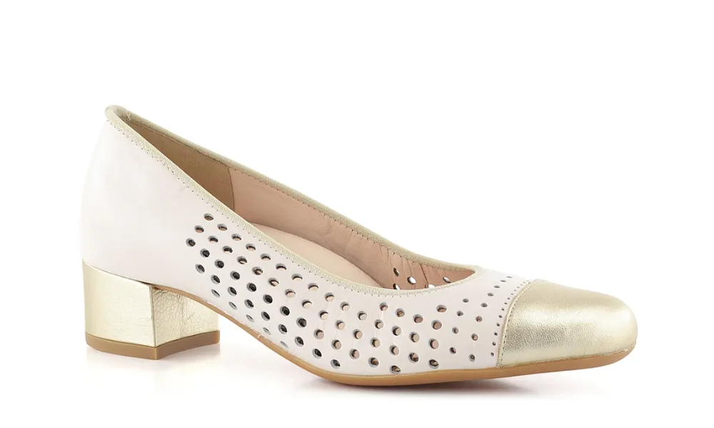 Ara - Nizza Heeled Pump Cream & Gold