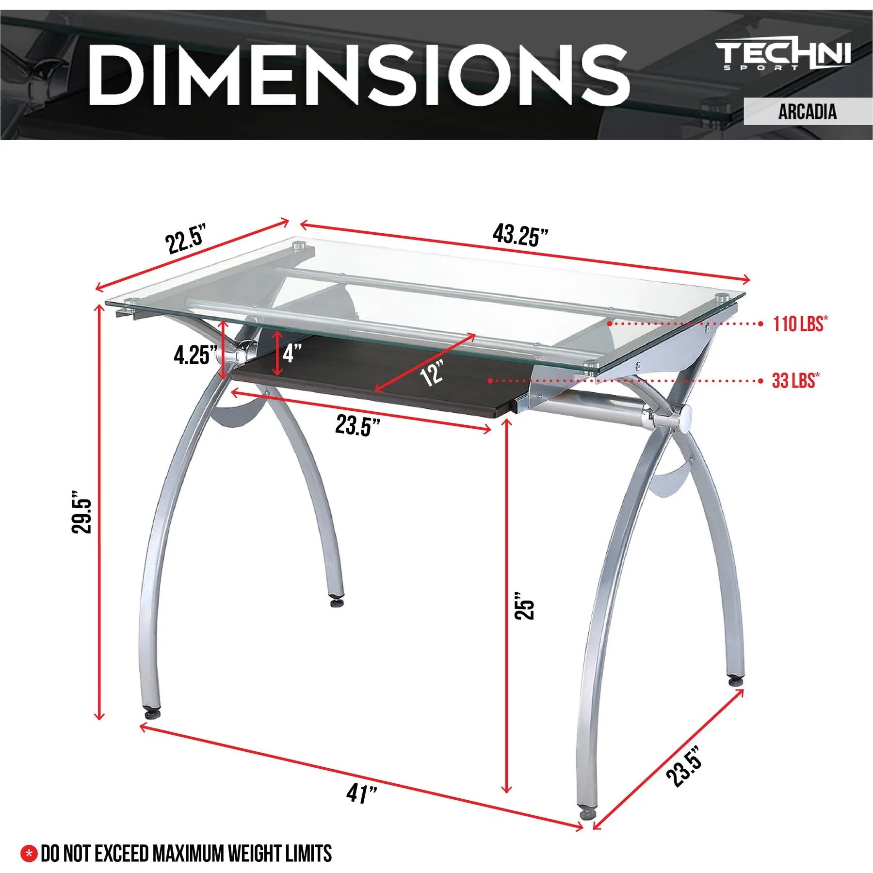 Arcadia Tempered Glass Gaming Desk