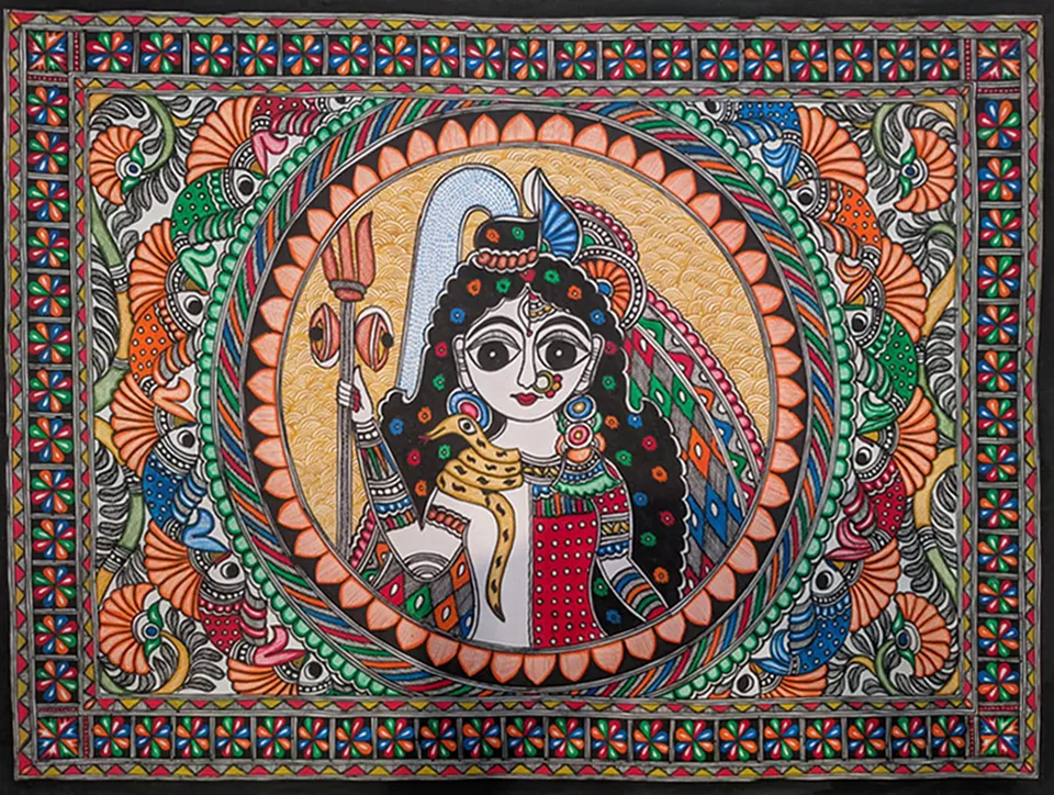 Ardhnareshwar in Madhubani by Ambika Devi