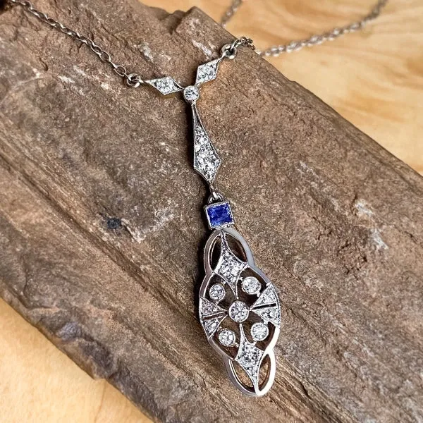 Art Deco Diamond & Sapphire Necklace