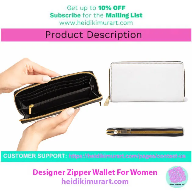 Ash Grey Color Zipper Wallet, Solid Color Long Compact Designer Premium Quality Women's Wallet