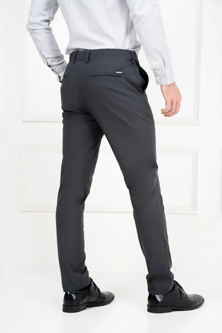 Ash Grey Slim Fit Stretch Formal Pants