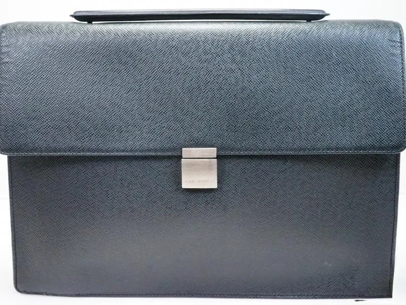 Authentic Pre-owned Louis Vuitton Taiga Ardoise Black Porte-documents Angara Briefcase M30772 180357