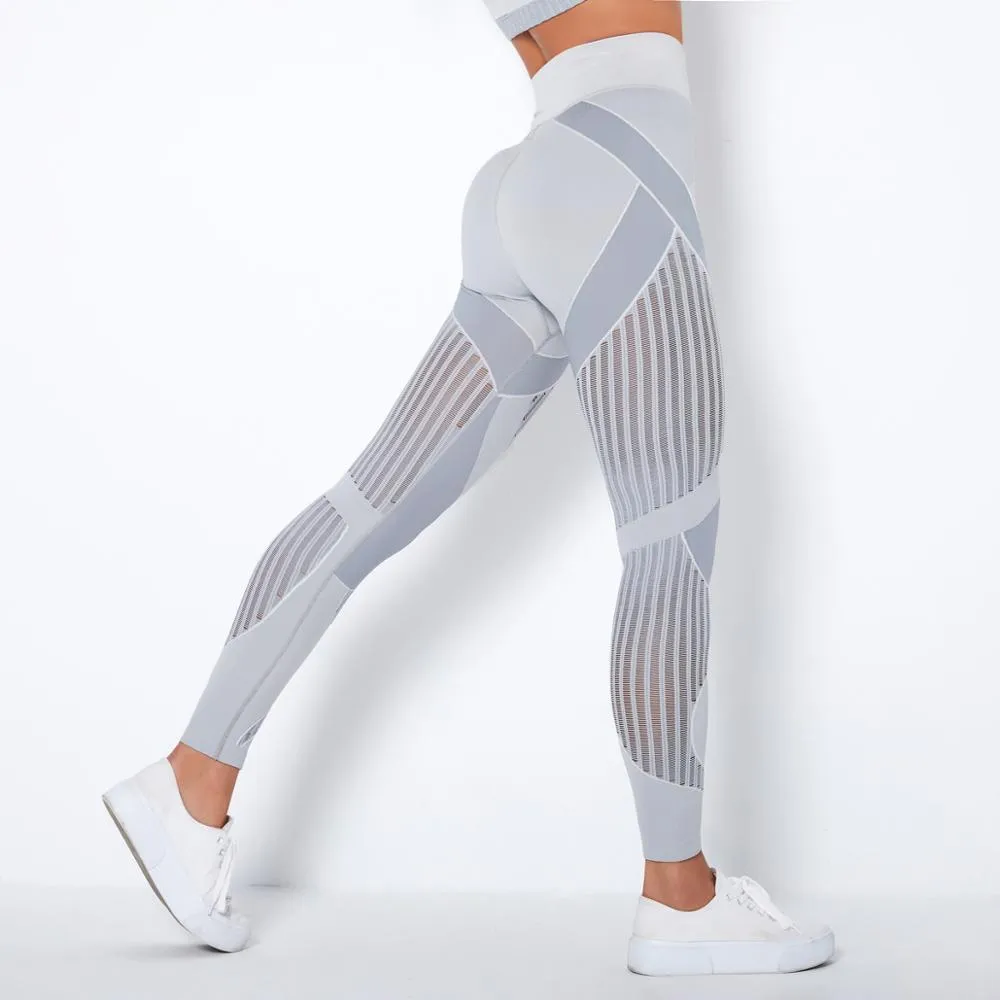 Autumn Seamless Hollow Out Yoga Leggings Work Out Fitness Gym Yoga Pantalones High Elastics High Waist Sports Slim Trousers