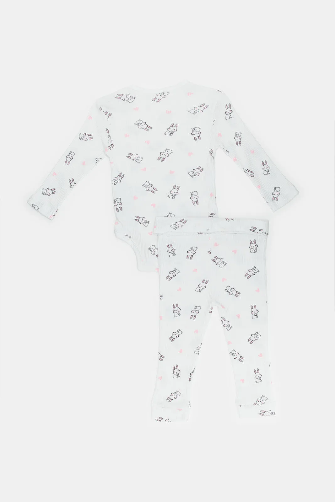 Baby White Bodysuit Pyjama Set (2 Piece)