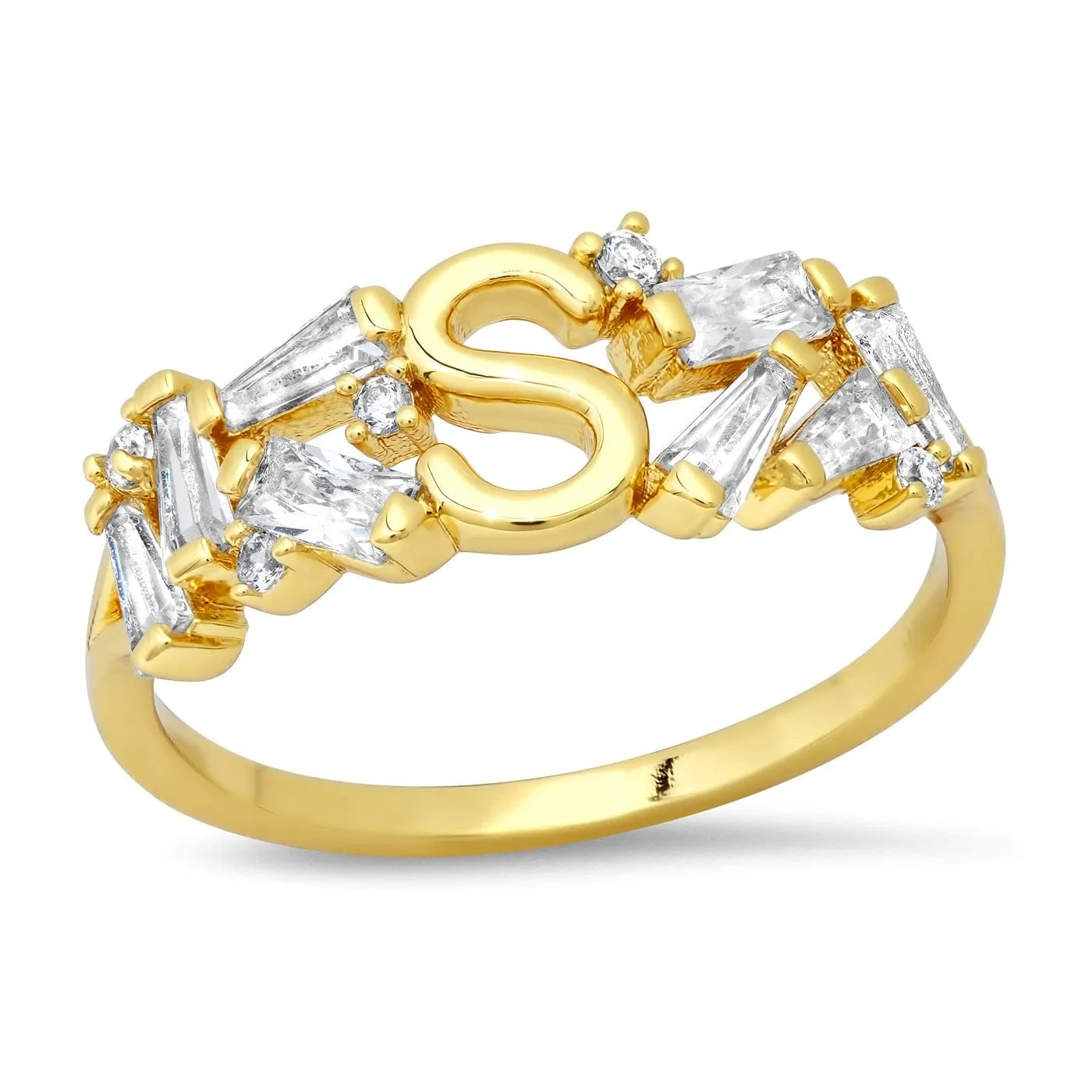 Baguette Initial Ring