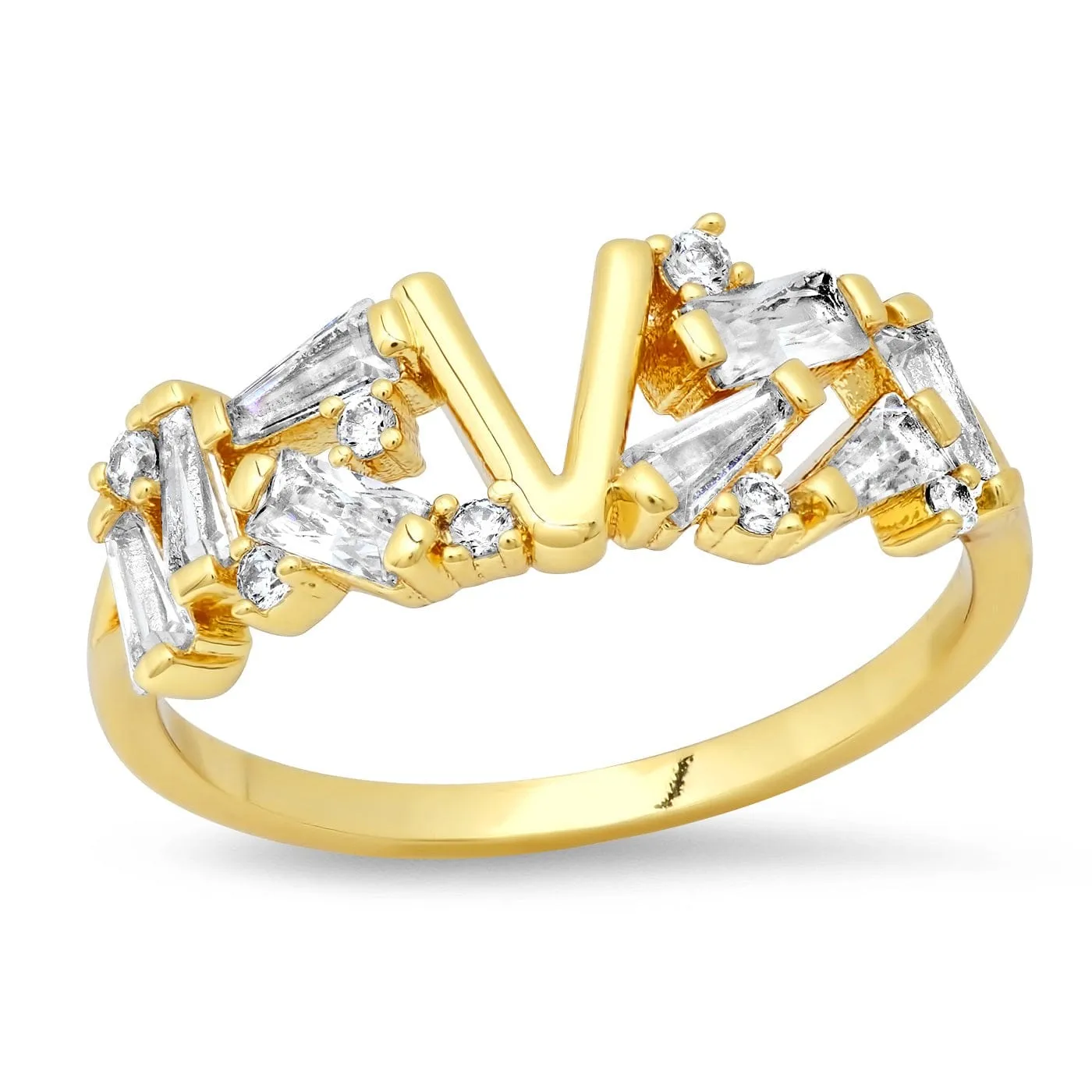 Baguette Initial Ring