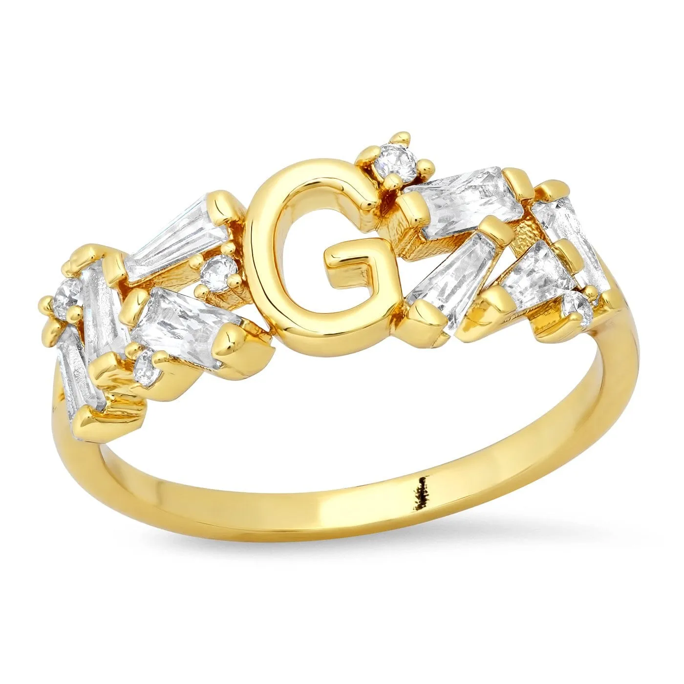 Baguette Initial Ring