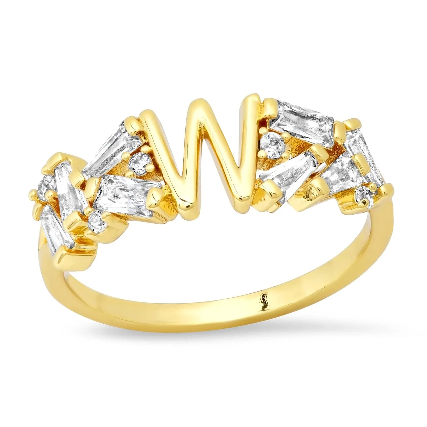 Baguette Initial Ring