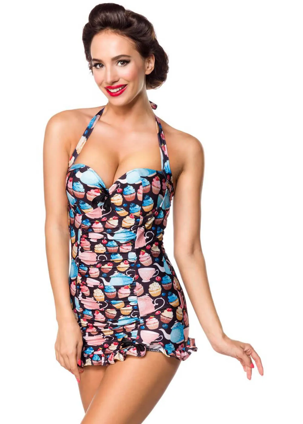 Belsira Molly Teacups 50's Swimsuit Black Pink