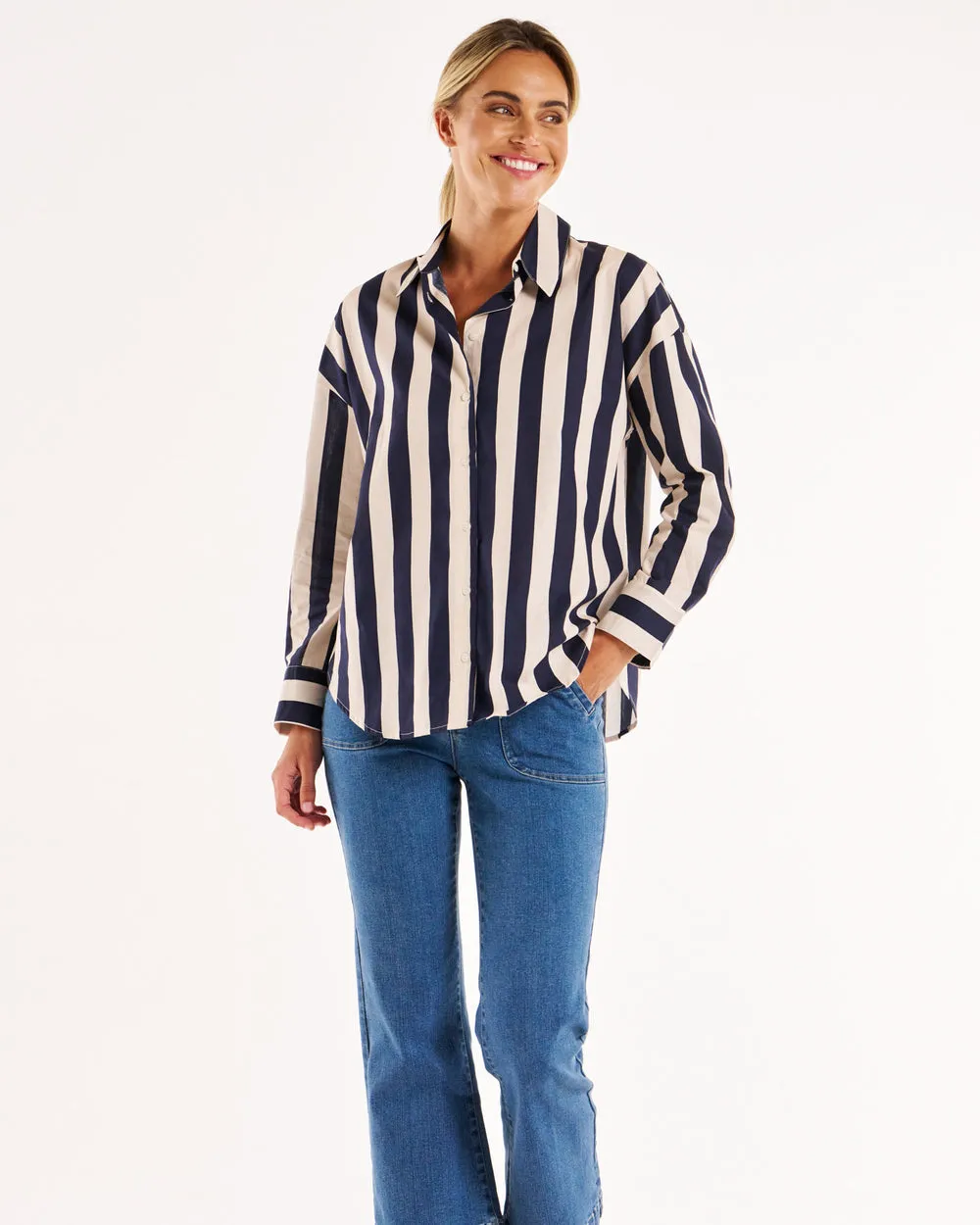 Betty Basics Stripe Shirt Navy