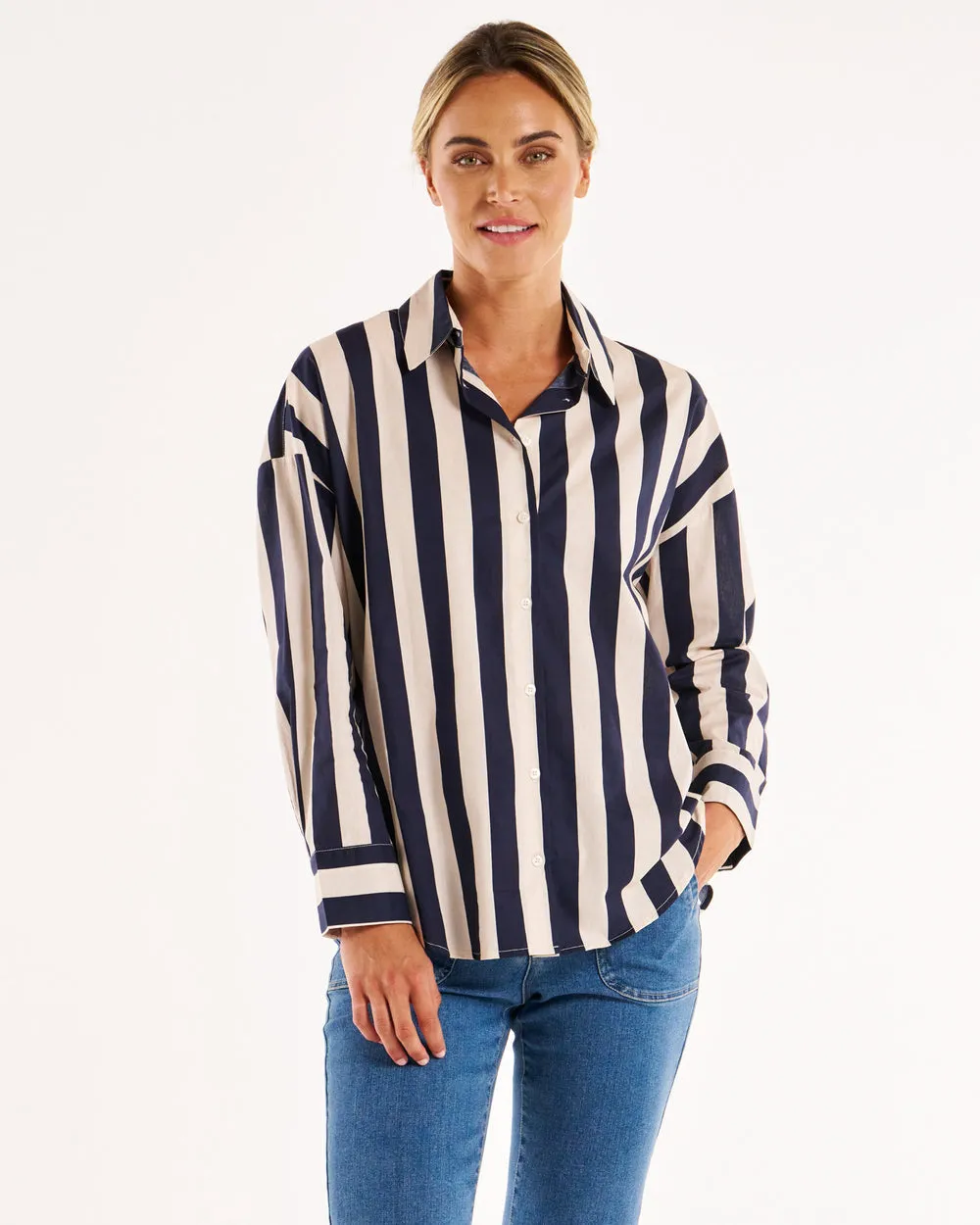 Betty Basics Stripe Shirt Navy