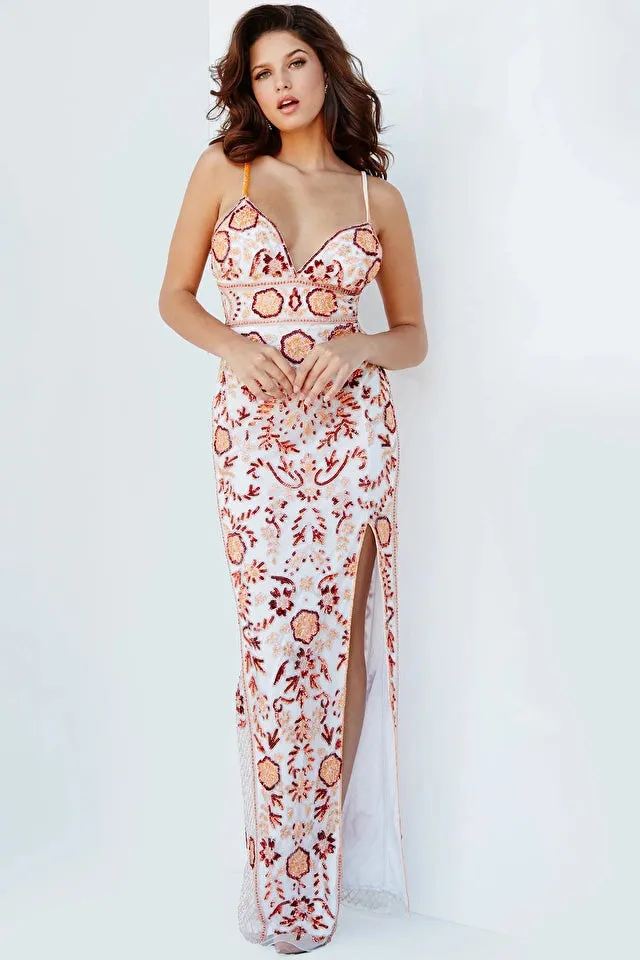 Bianca | Embellished V Neck Evening Dress | Jovani 08546