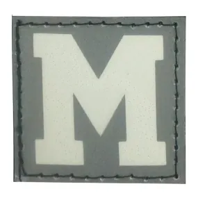 BIG LETTER M PATCH - BLUE GLOW IN THE DARK