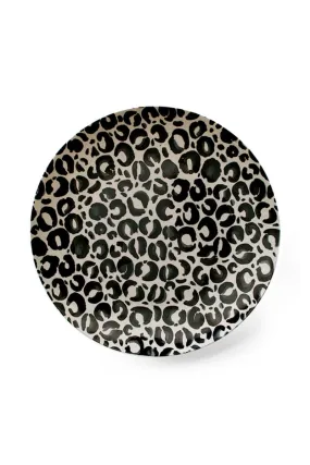 BLACK CHEETAH PRINT DINNER PLATE SET