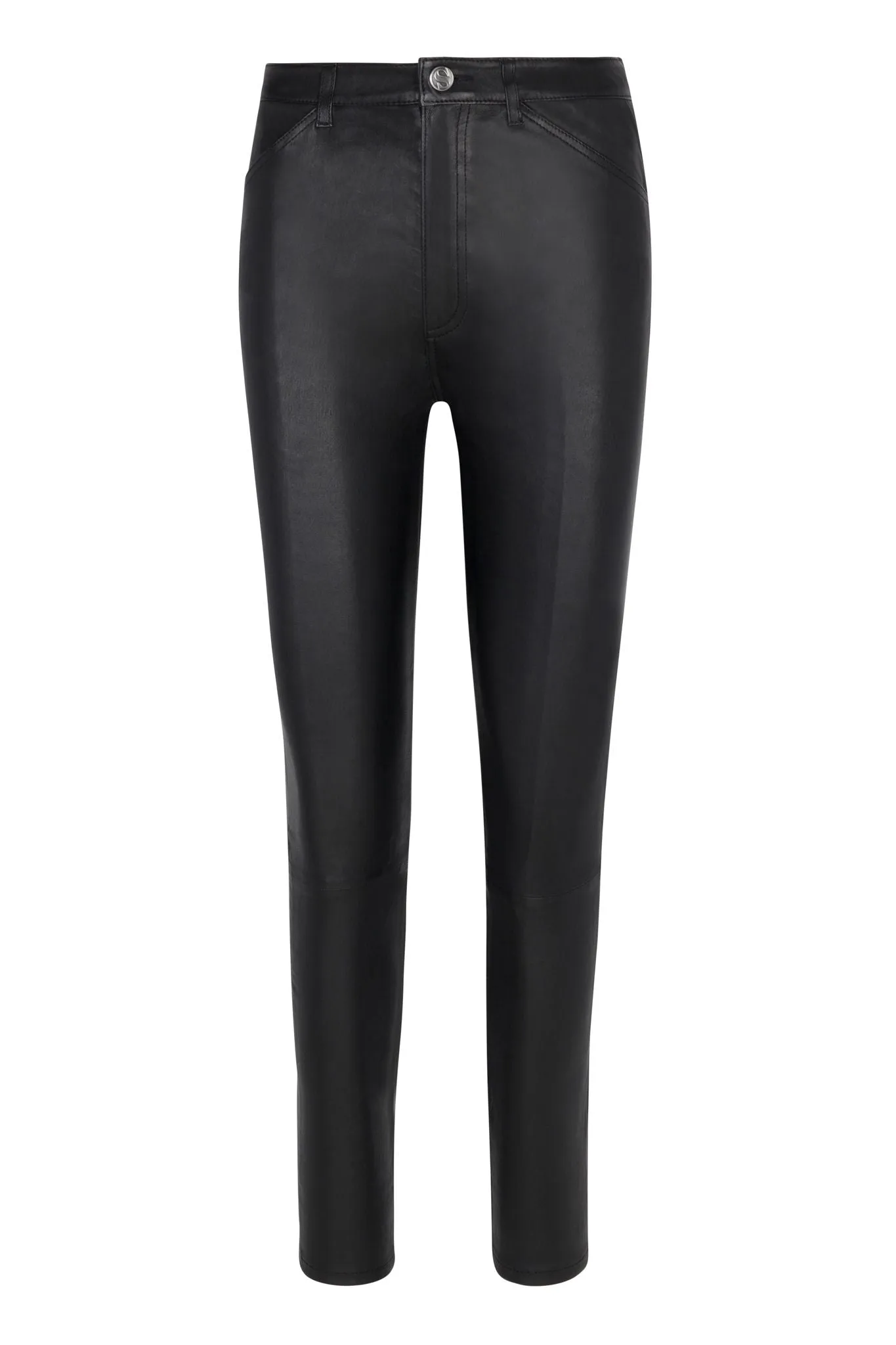 Black Leather 5 Pocket Slim Pants