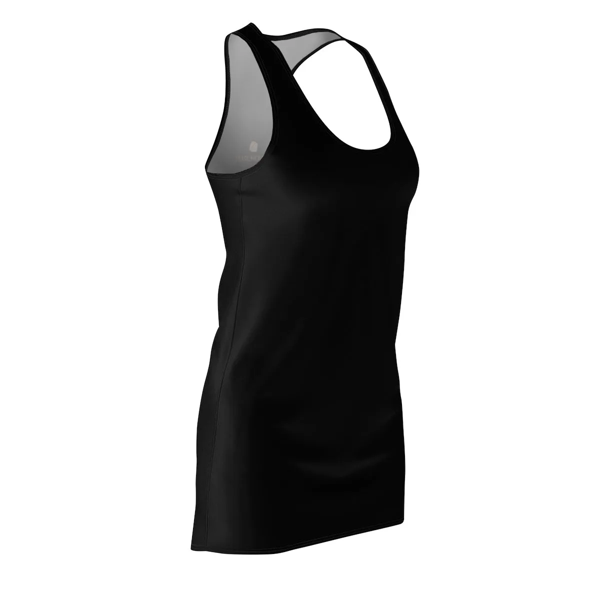 Black Plain Racerback Dress, Solid Color Women's Premium Designer Dress - Made in USA