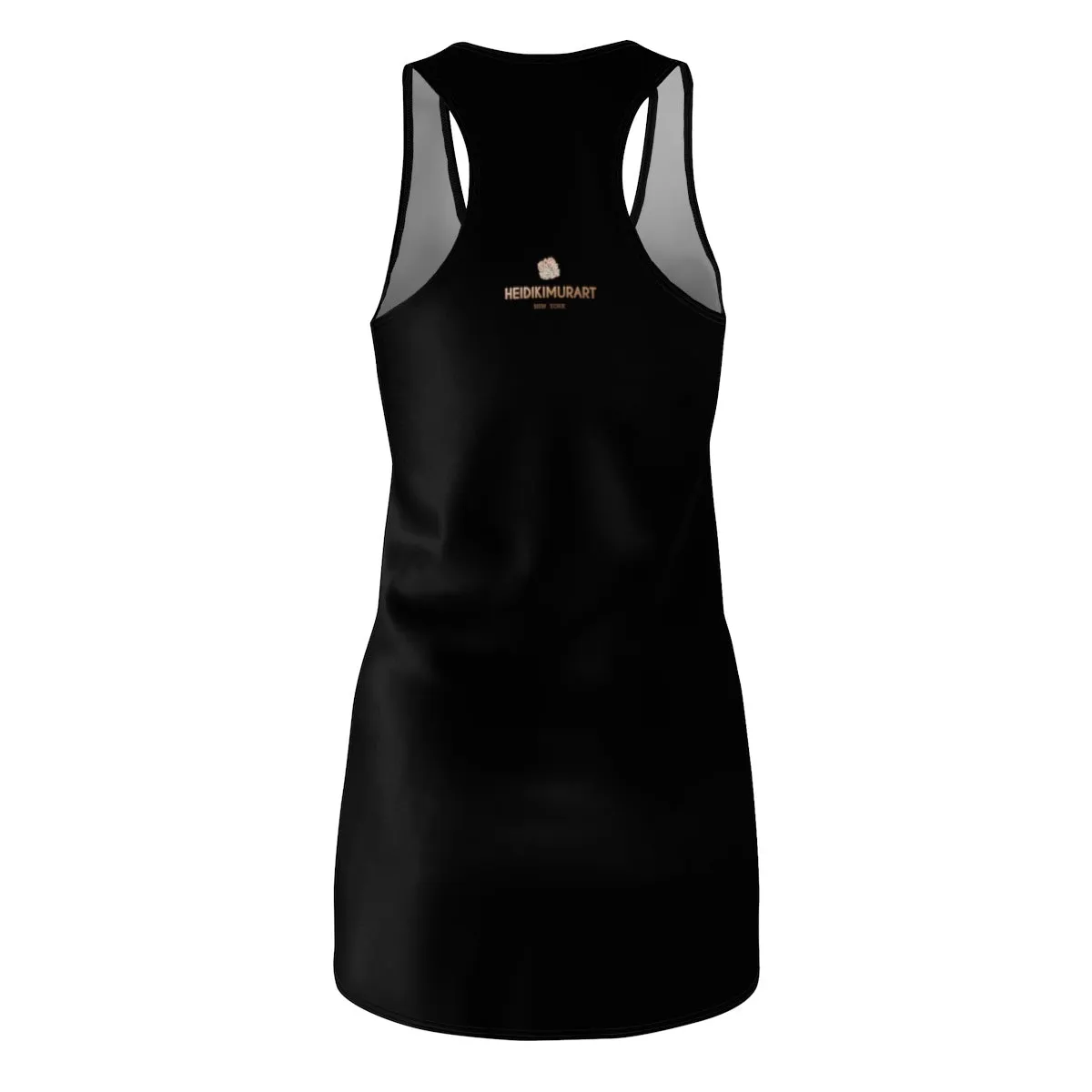 Black Plain Racerback Dress, Solid Color Women's Premium Designer Dress - Made in USA