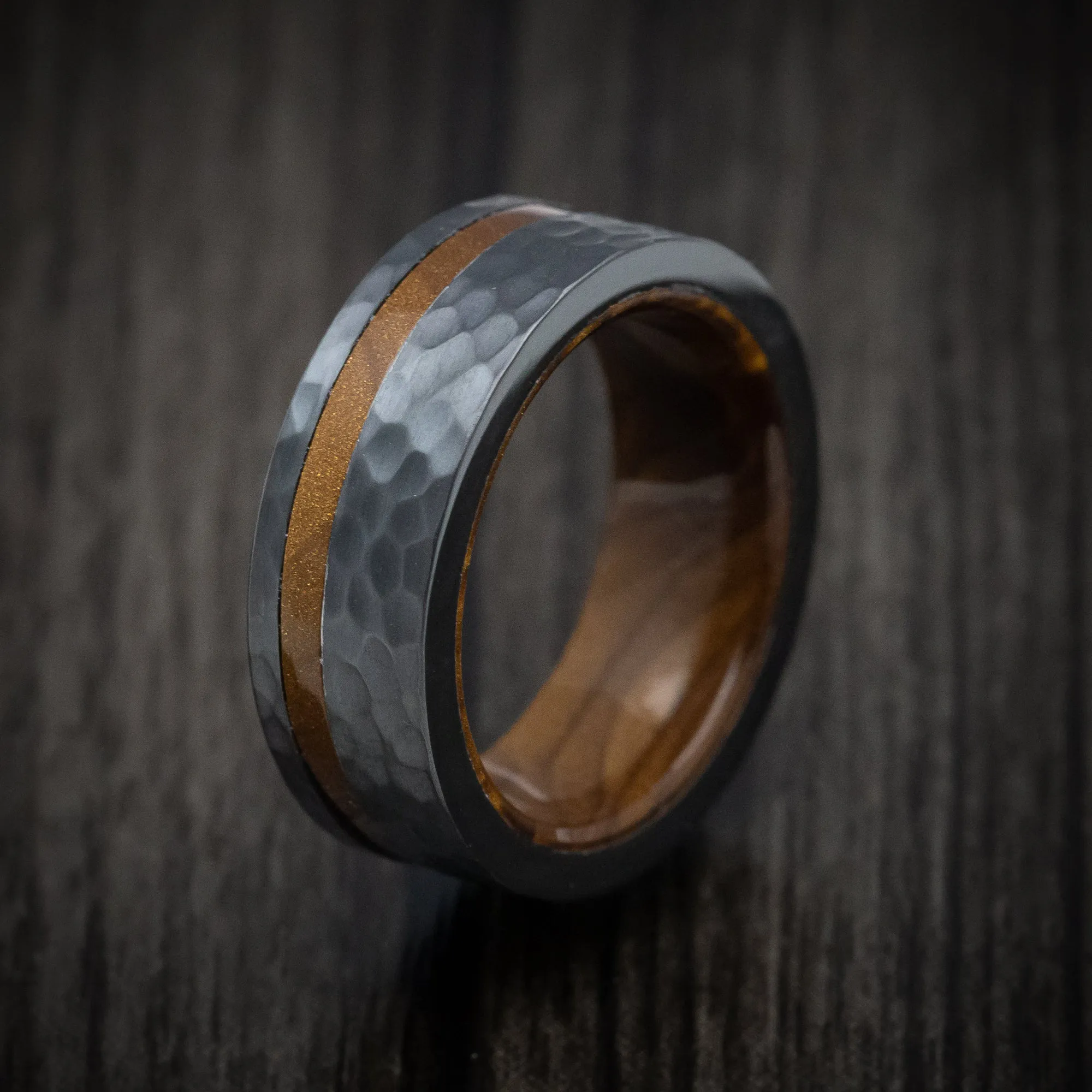 Black Zirconium and Juma Sleeve and Inlay Men's Ring Custom Made Band