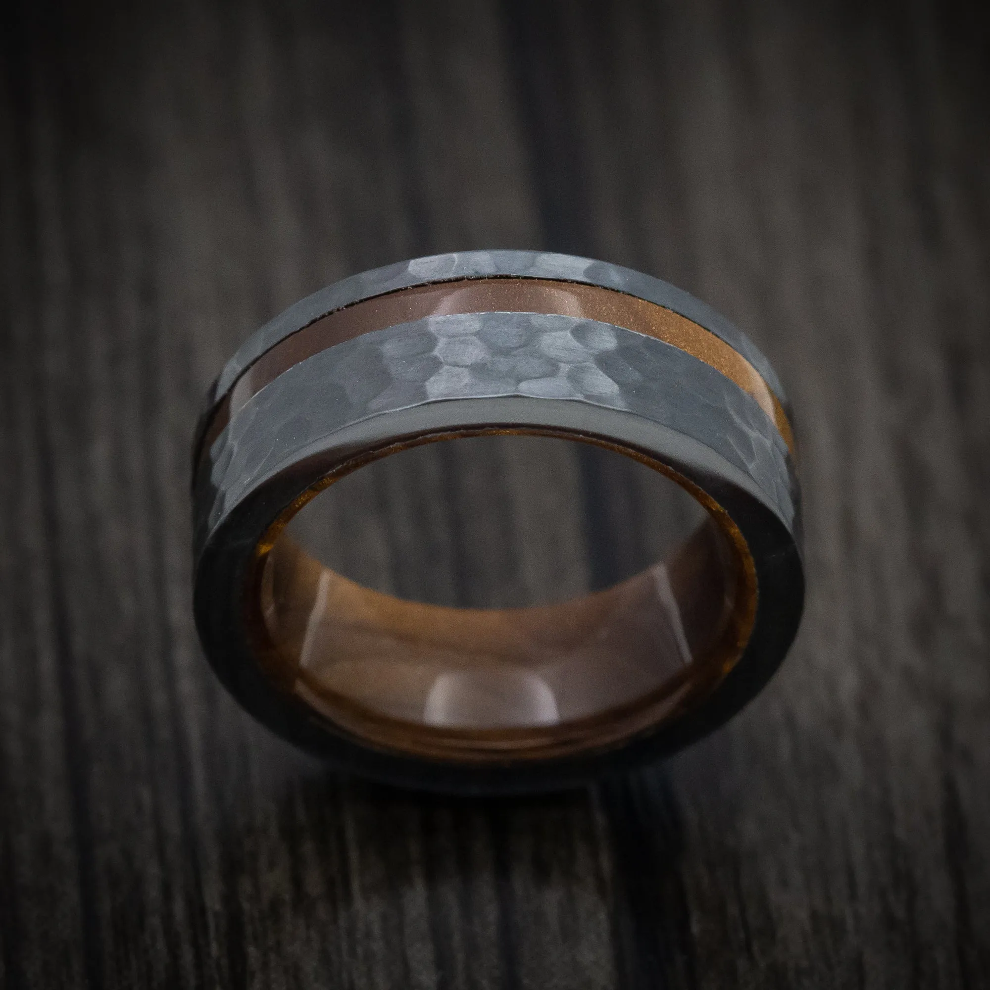 Black Zirconium and Juma Sleeve and Inlay Men's Ring Custom Made Band