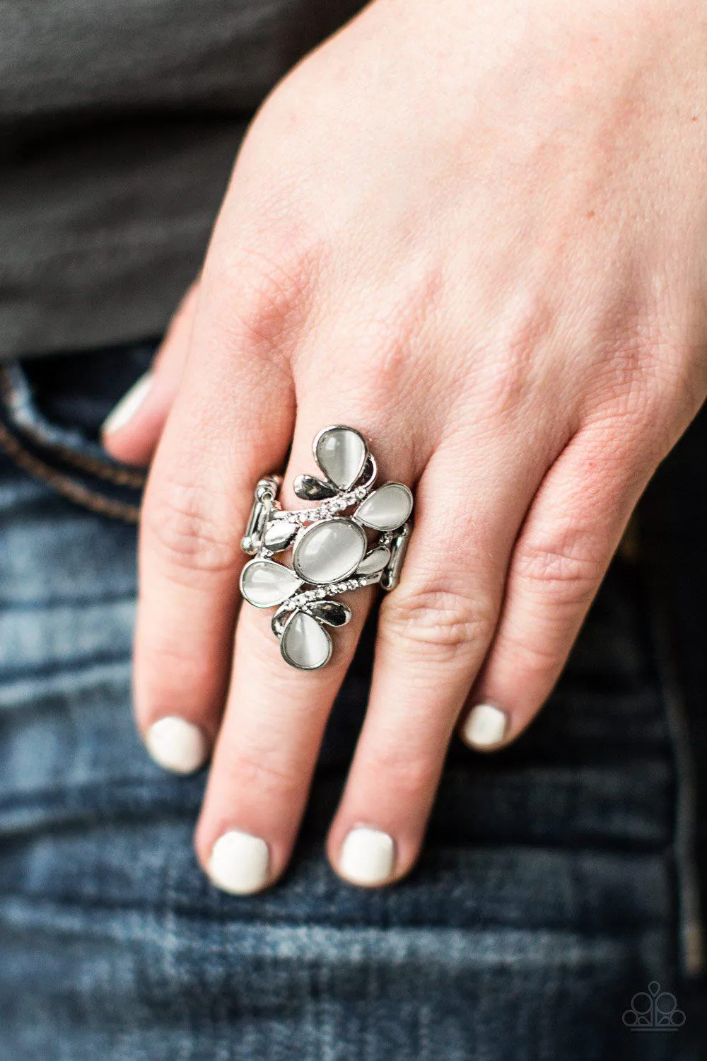 Bliss Out White Moonstone Ring - Paparazzi Accessories