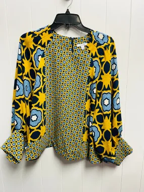 Blouse Long Sleeve By Chicos In Blue & Yellow, Size: 14