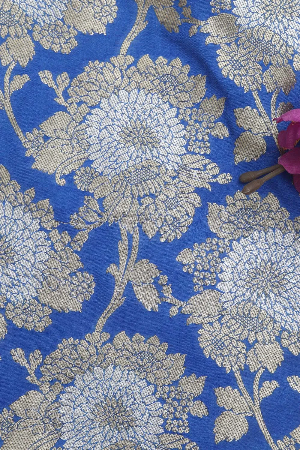 Blue Banarasi Silk Fabric ( 1 Mtr )