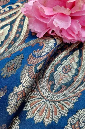 Blue Banarasi Silk Fabric ( 1 Mtr )