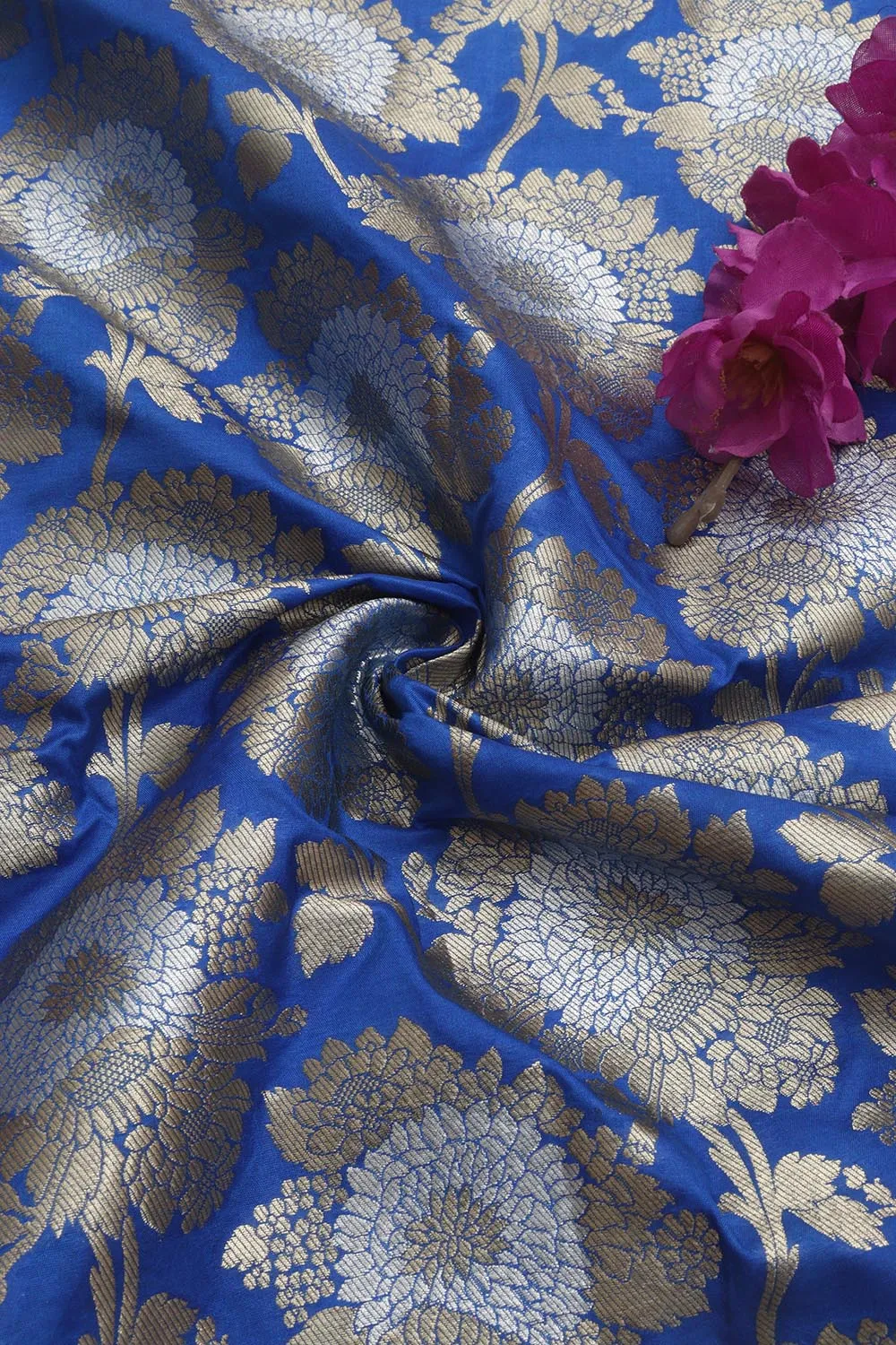 Blue Banarasi Silk Fabric ( 1 Mtr )