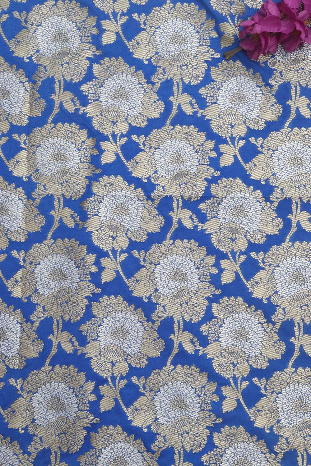 Blue Banarasi Silk Fabric ( 1 Mtr )