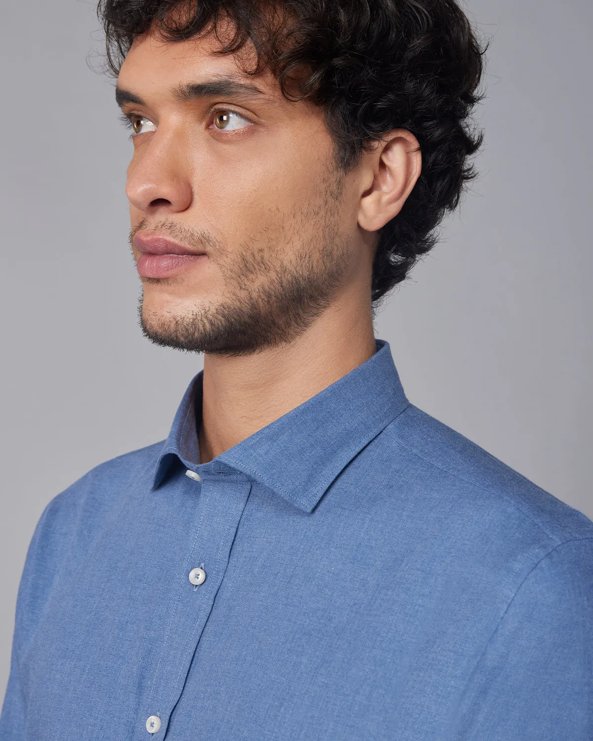 Blue Brushed Twill Shirt