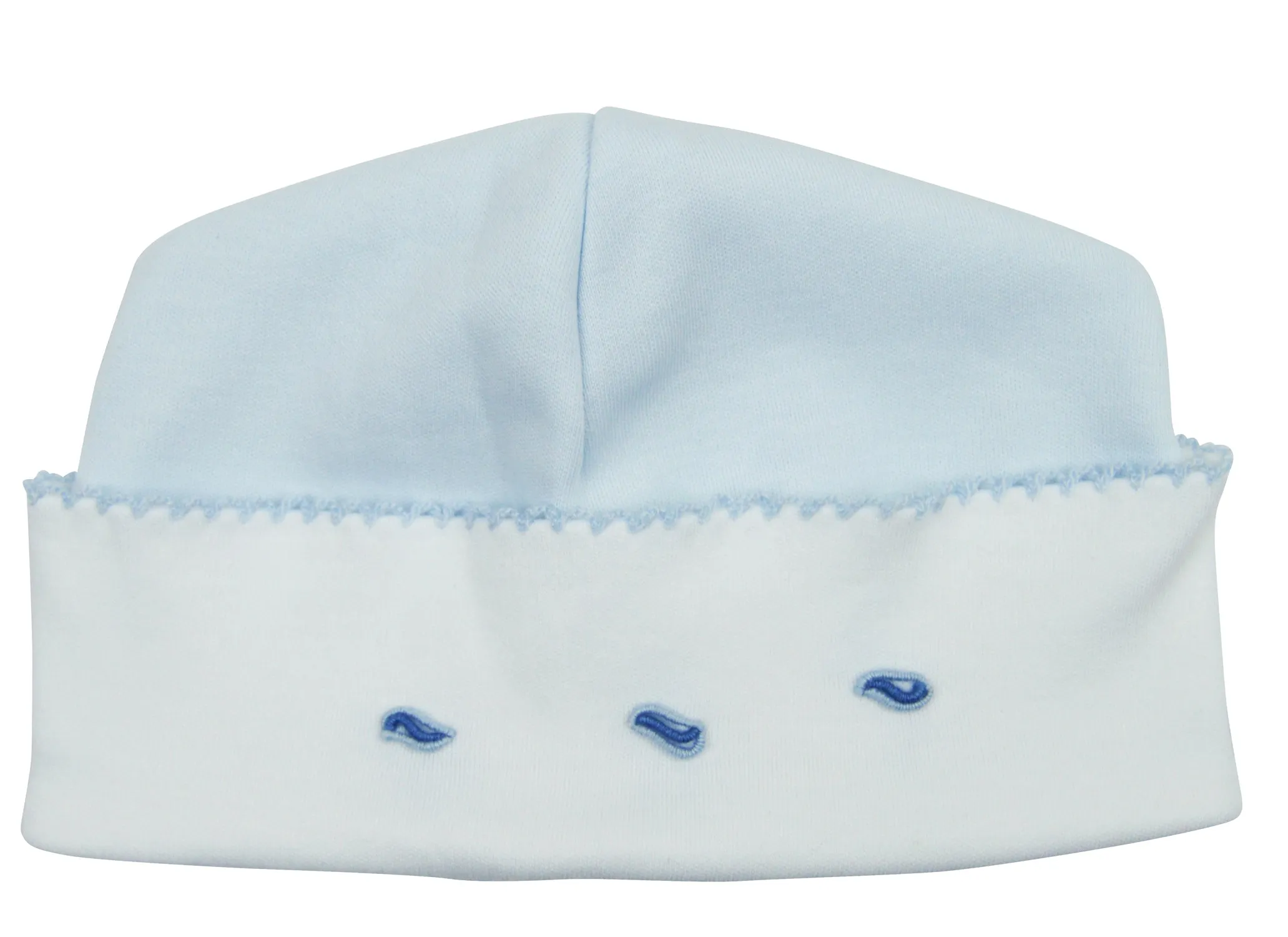 Blue dots Pima cotton baby hat