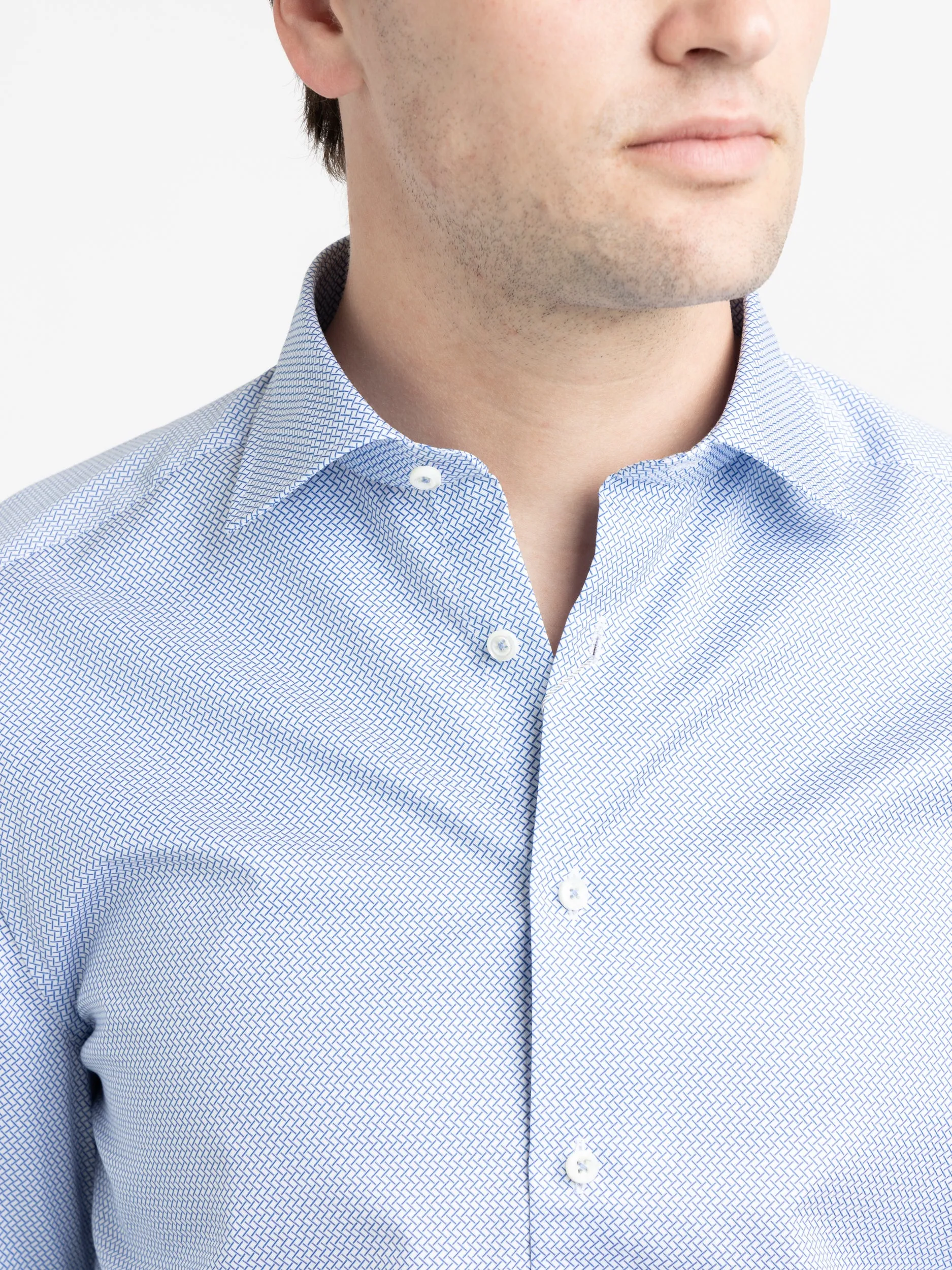 Blue Patterned Twill Shirt