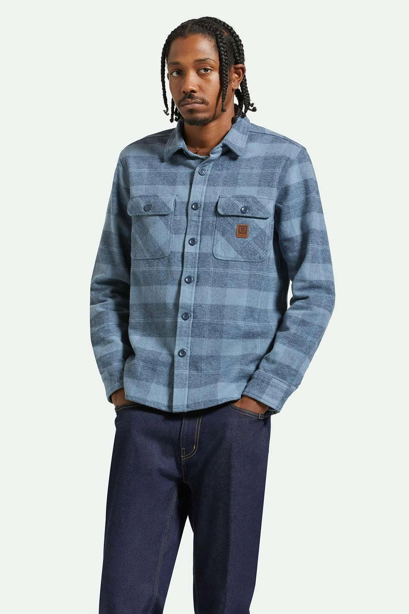 Bowery Heavyweight L/S Flannel - Mirage Blue/Washed Navy