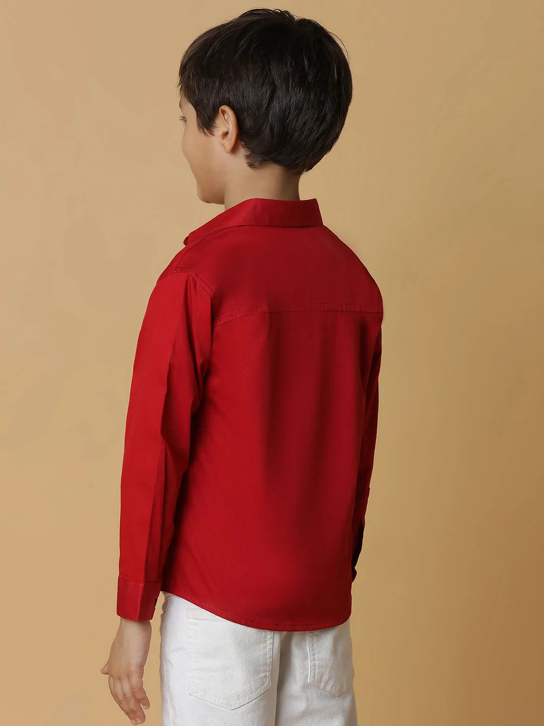 Boys Red Solid Shirt