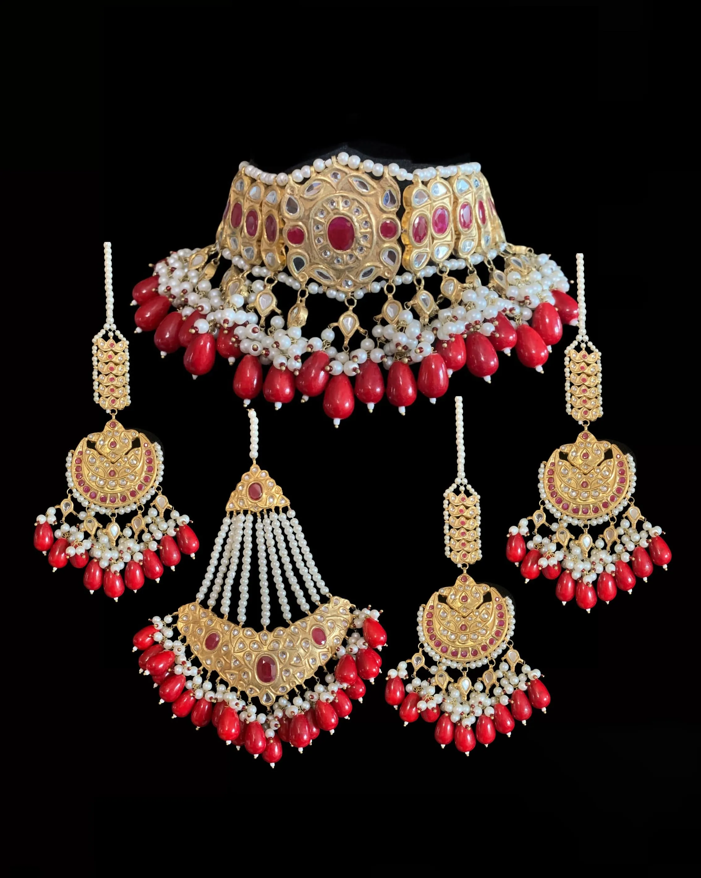 BR25 Radha bridal set ( red ) ( READY TO SHIP)