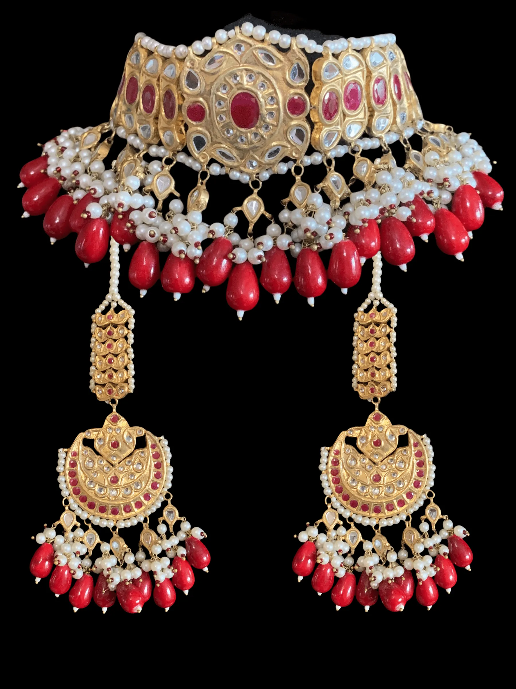 BR25 Radha bridal set ( red ) ( READY TO SHIP)