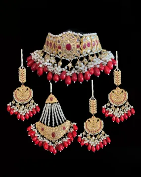 BR25 Radha bridal set ( red ) ( READY TO SHIP)