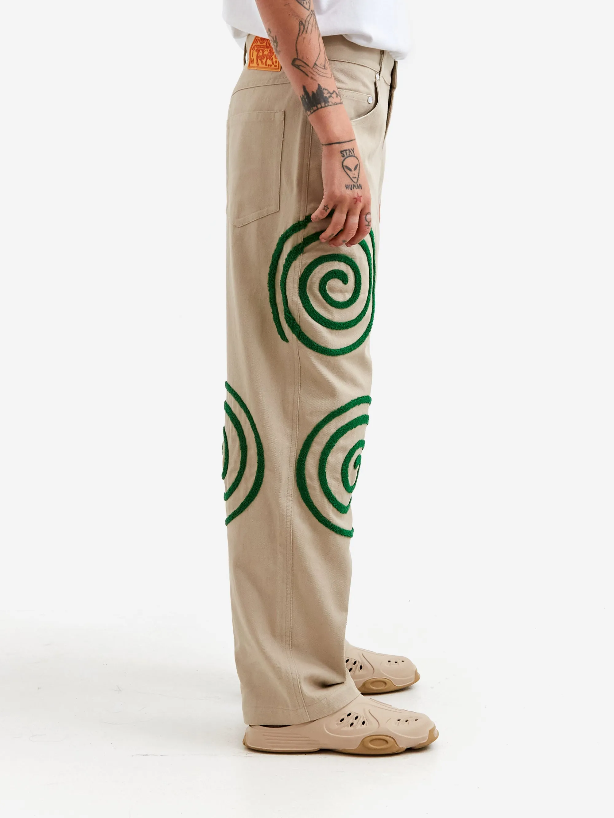 Brain Dead Swirls Twill Pant W - Khaki