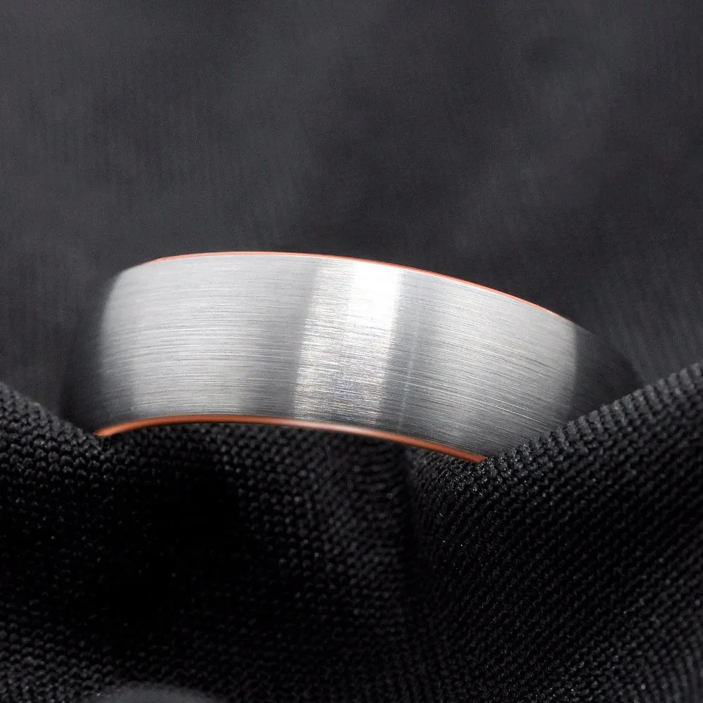 Brushed Silver & Rose Gold Tungsten Ring (8mm)