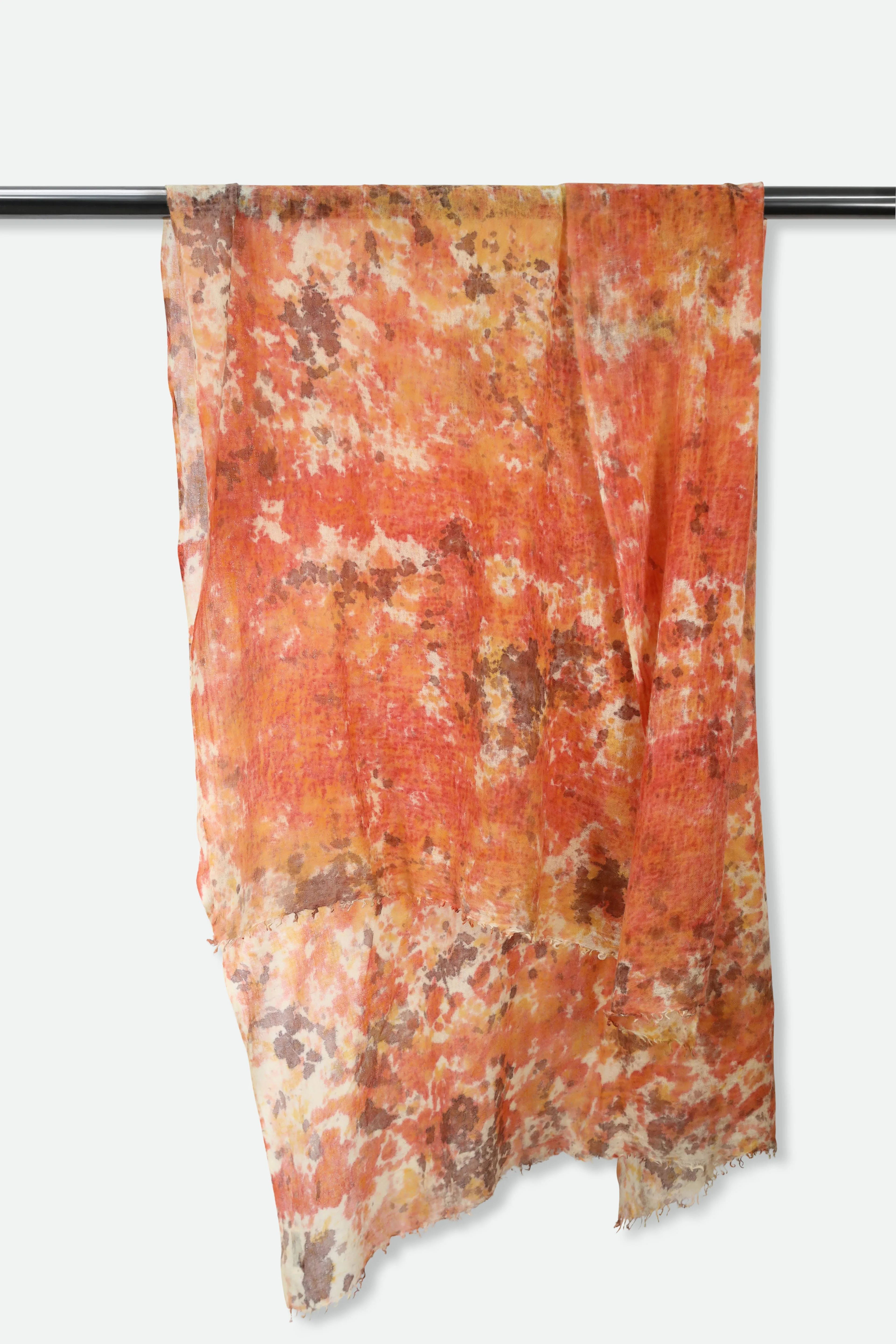 BURNT ORANGE SCARF IN HAND DYED CASHMERE