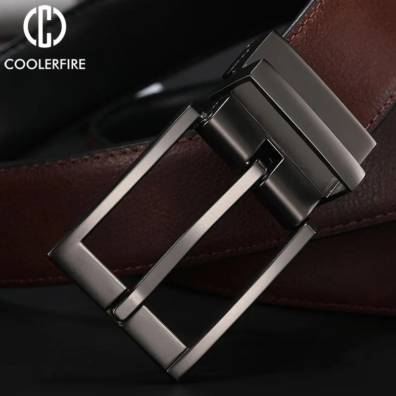 Business Dress Belts for Men Men Genuine Leather Belt Reversible Buckle Brown and Black Belt HQ110