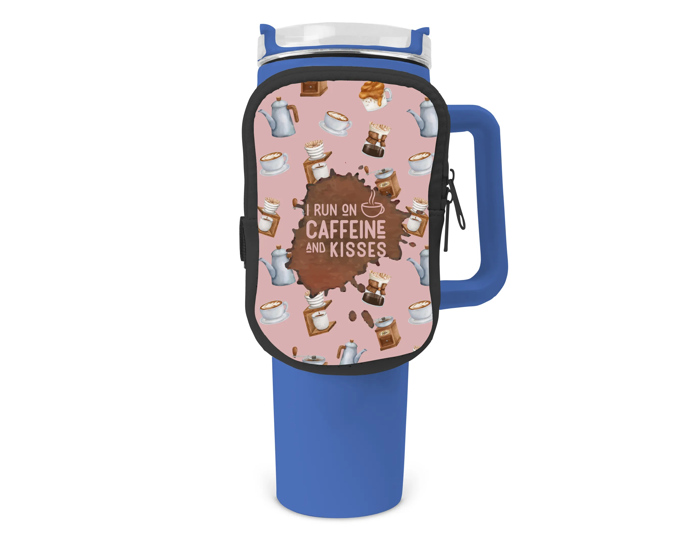 Caffiene And Kisses Zippered Pouch/Bag For 40oz Tumbler