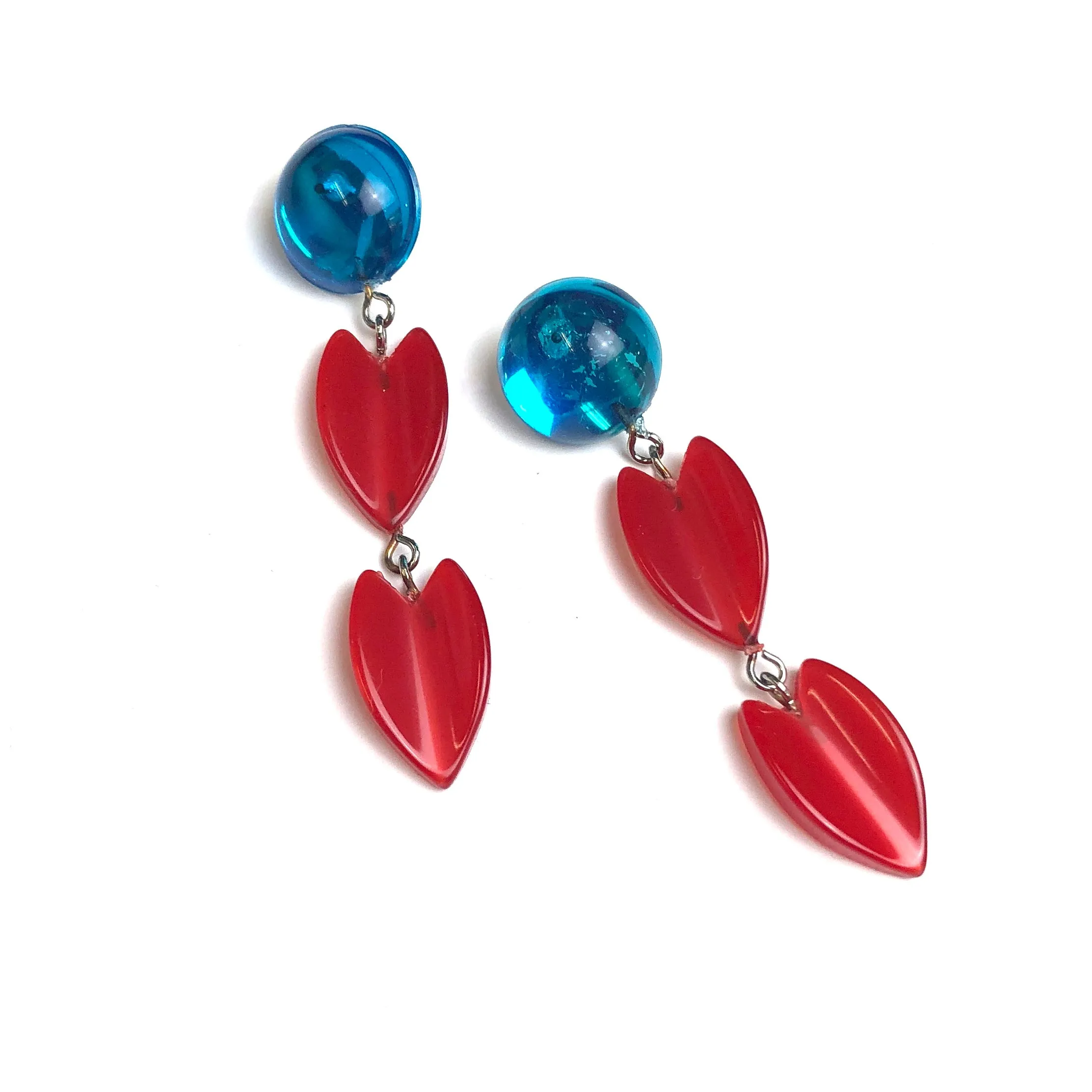 Capri & Cherry Red Leaf Drop Statement Earrings