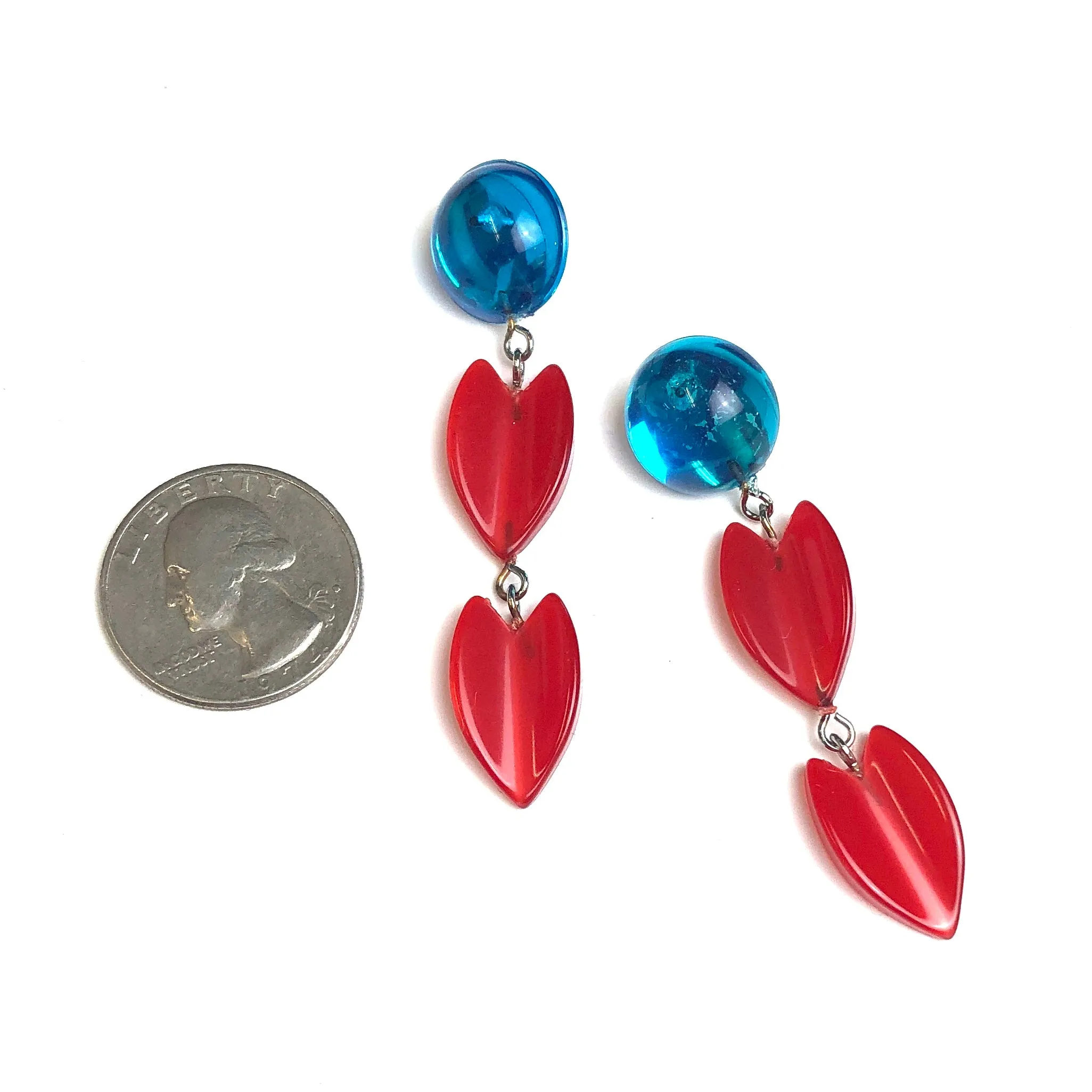 Capri & Cherry Red Leaf Drop Statement Earrings