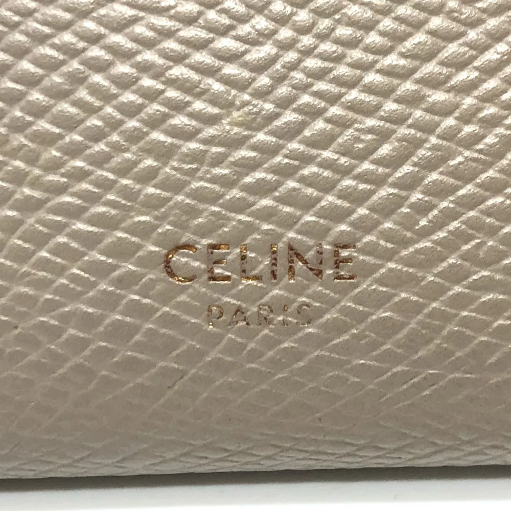 CELINE Folded wallet leather Charcoal Gray Typex Blue Medium strap wallet Women Used Authentic