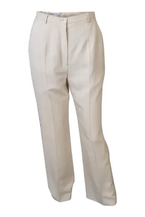 CERRUTI 1881 Women's Cream Silk Shell Embellished Straight Leg Trousers (44)