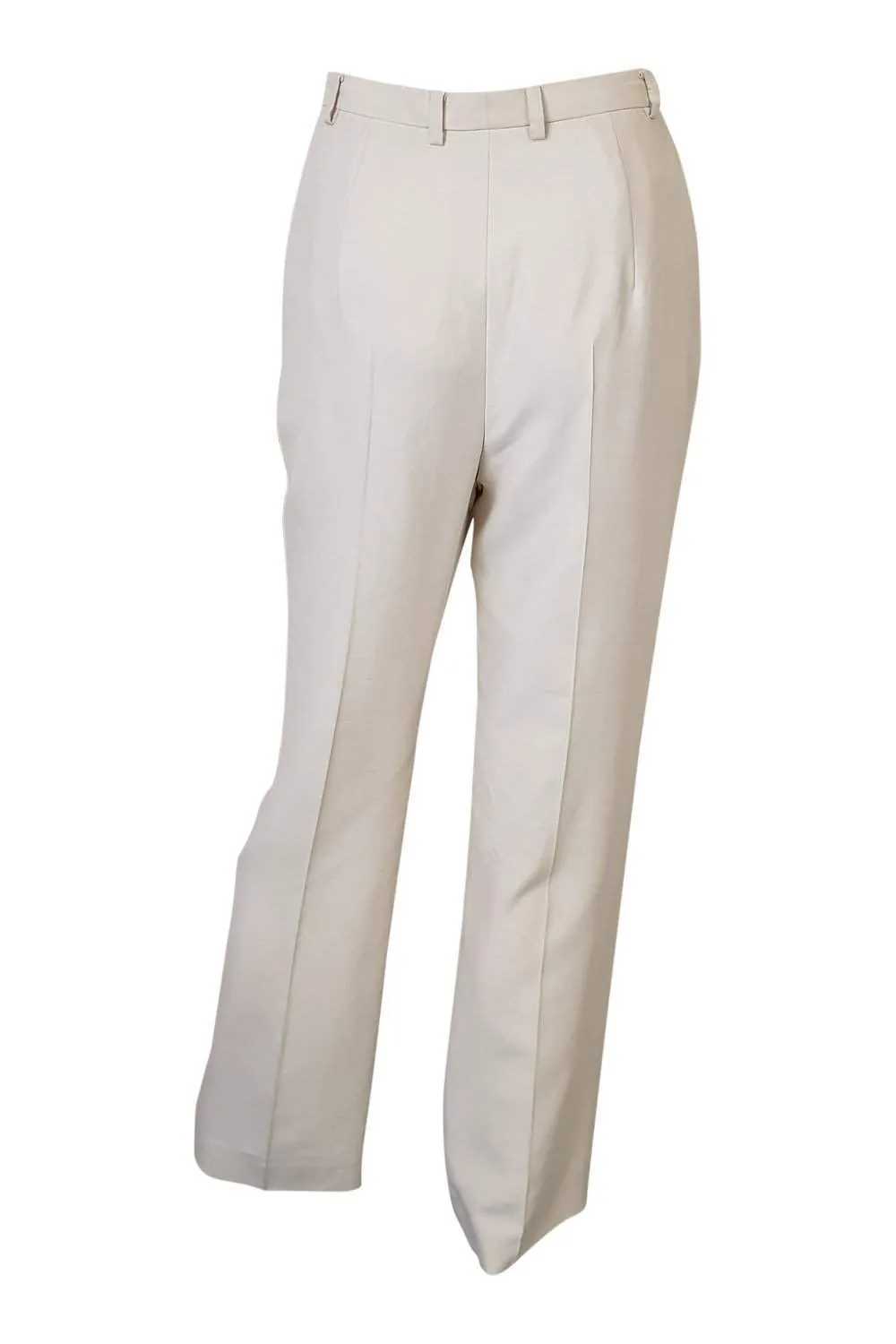 CERRUTI 1881 Women's Cream Silk Shell Embellished Straight Leg Trousers (44)