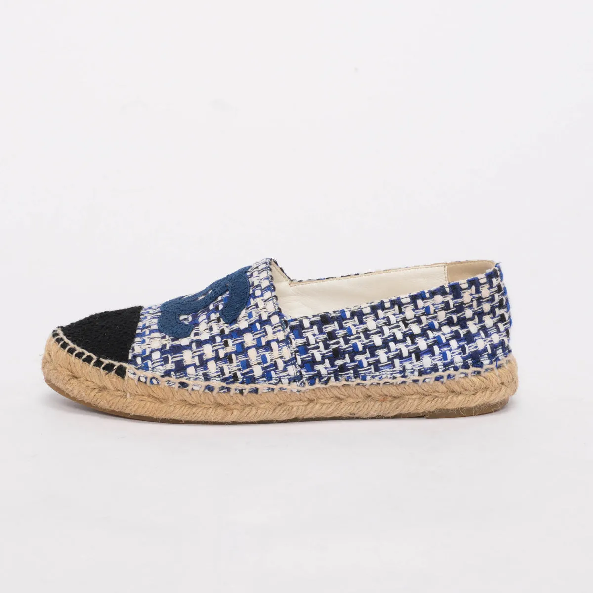 Chanel Blue Tweed CC Espadrilles 39